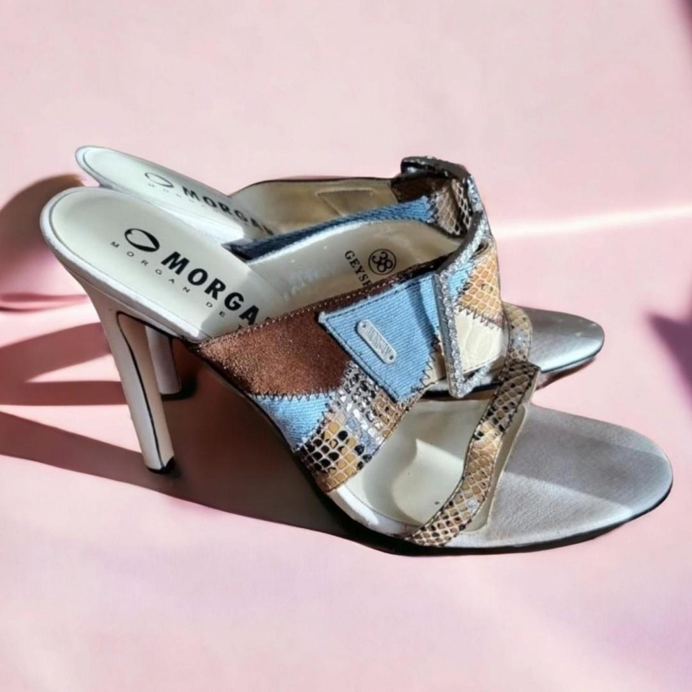 Amazing Morgan de toi y2k Heeled Sandals with diamonte buckle Size 38 uk 5 - Picture 1 of 4